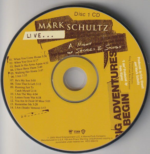 Mark Schultz : Live...A Night Of Stories & Songs (CD, Album + DVD-V, Album, 5.1)