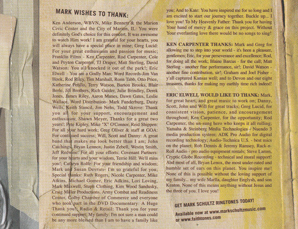 Mark Schultz : Live...A Night Of Stories & Songs (CD, Album + DVD-V, Album, 5.1)