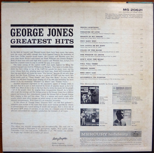 George Jones (2) : Greatest Hits (LP, Comp, Mono)