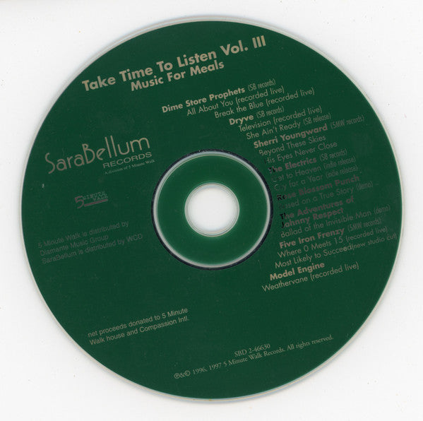 Various : Take Time To Listen Vol. III Music For Meals (CD, Smplr)