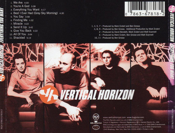Vertical Horizon : Everything You Want (CD, Album, Son)