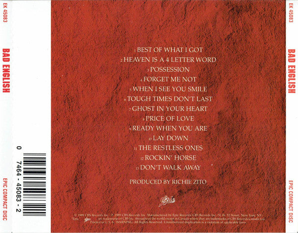 Bad English : Bad English (CD, Album, RP)