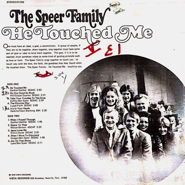 The Speer Family : He Touched Me (LP, Album)