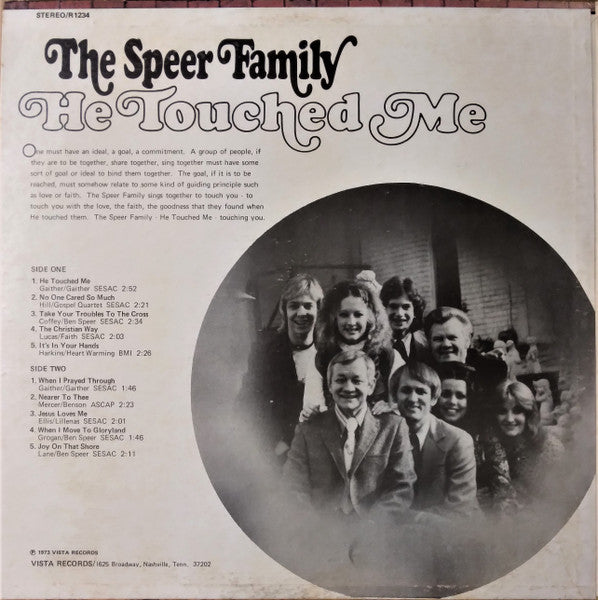 The Speer Family : He Touched Me (LP, Album)