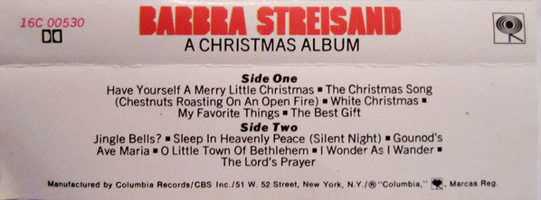 Barbra Streisand : A Christmas Album (Cass, Album)