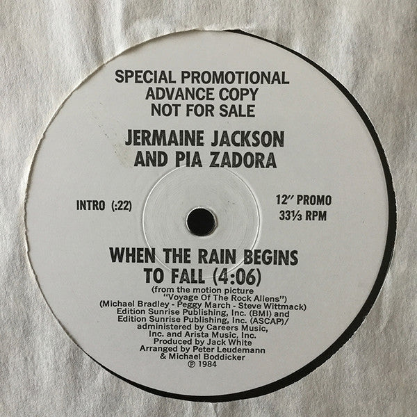 Jermaine Jackson And Pia Zadora : When The Rain Begins To Fall (12", Advance, Single, Promo)