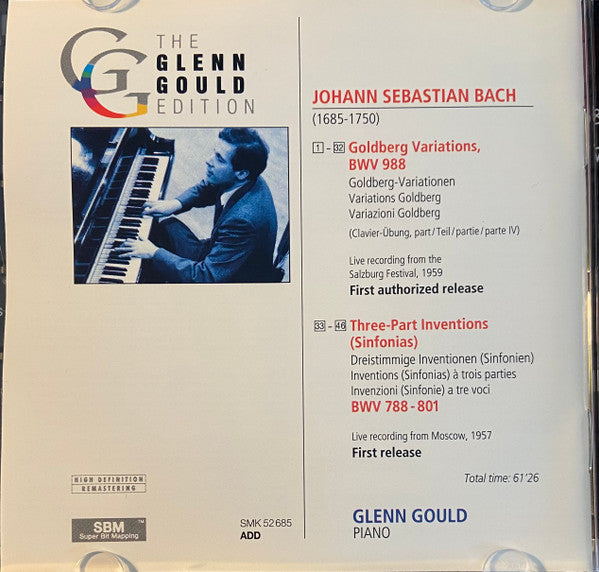 Johann Sebastian Bach, Glenn Gould : Glenn Gould Live In Salzburg & Moscow – Bach: Goldberg Variations; Three-Part Inventions Nos. 2–15 (CD, Mono)