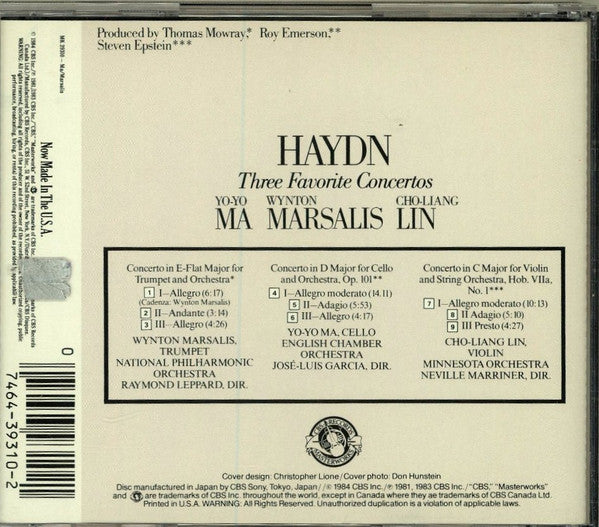 Joseph Haydn / Yo-Yo Ma ■ Wynton Marsalis ■ Cho-Liang Lin : Three Favorite Concertos (CD, Comp, RE)