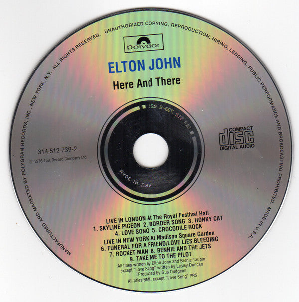 Elton John : Here And There (CD, Album, RE)