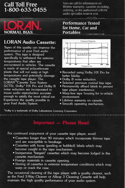Various : Ford Audio System Demonstration Tape (Cass, Comp, Promo, Dol)