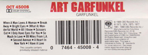 Art Garfunkel : Garfunkel (Cass, Comp)
