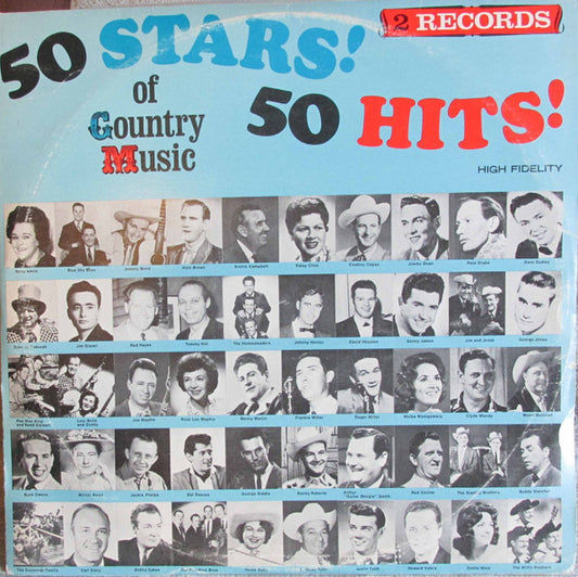 Various : 50 Stars!, 50 Hits! Of Country Music (2xLP, Comp, Mono)