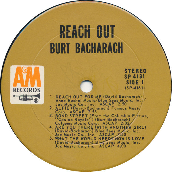 Burt Bacharach : Reach Out (LP, Album, Pit)