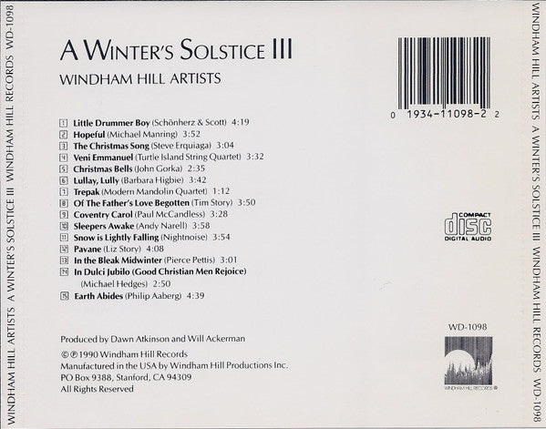 Windham Hill Artists : A Winter's Solstice III (CD, Album)