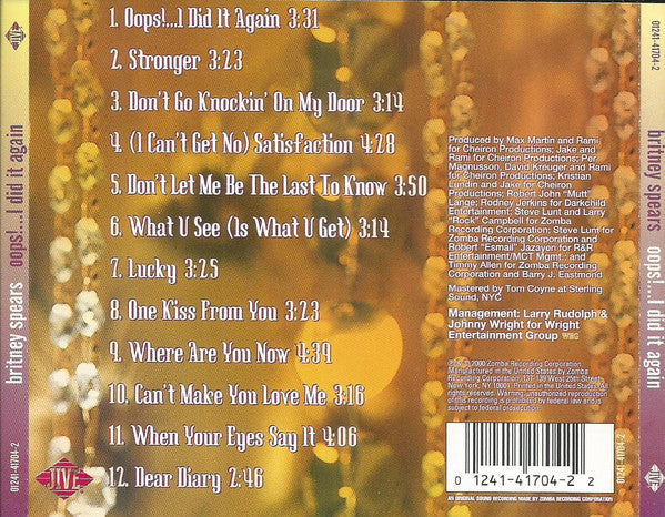 Britney Spears : Oops!...I Did It Again (CD, Album, All)