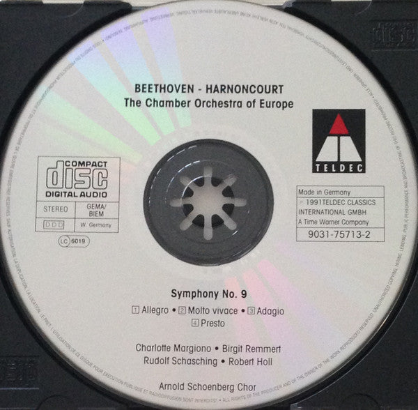 Ludwig van Beethoven - Nikolaus Harnoncourt, The Chamber Orchestra Of Europe : Symphony No. 9 (CD, Album, RE)