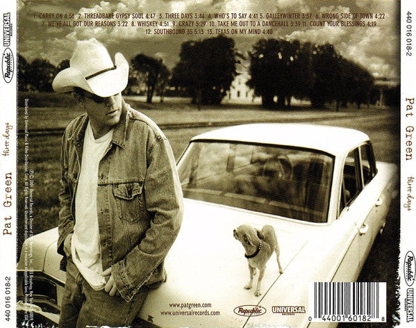 Pat Green (2) : Three Days (CD, Album)