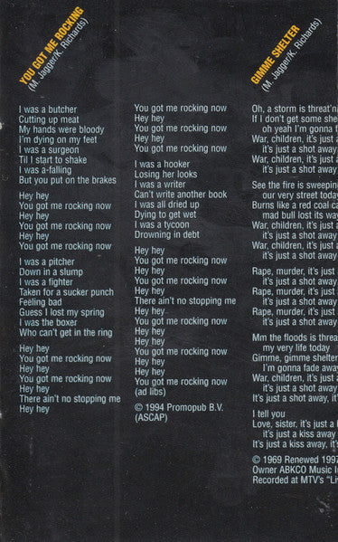 The Rolling Stones : No Security (Cass, Album)