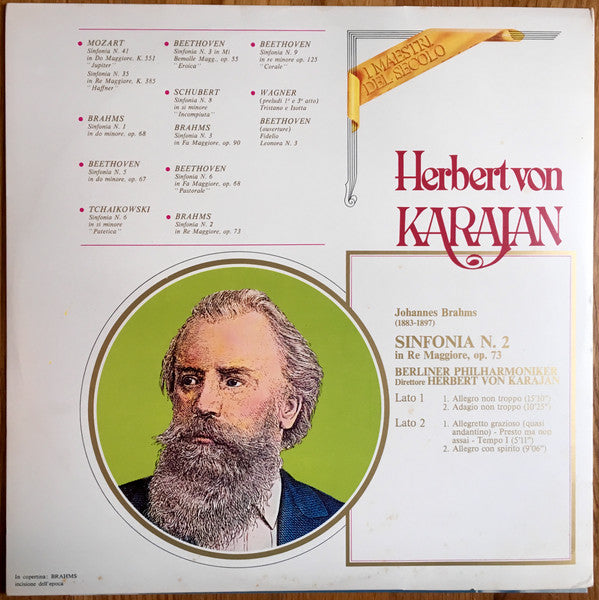 Herbert von Karajan, Johannes Brahms, Berliner Philharmoniker : Sinfonia N. 2 In Re Maggiore, Op. 73 (LP, Album, RE, Gat)