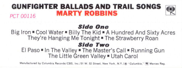 Marty Robbins : Gunfighter Ballads And Trail Songs (Cass, Album, RE)