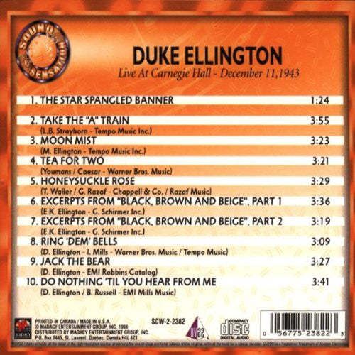 Duke Ellington : Live At Carnegie Hall - December 11, 1943 (CD, Album, RE)