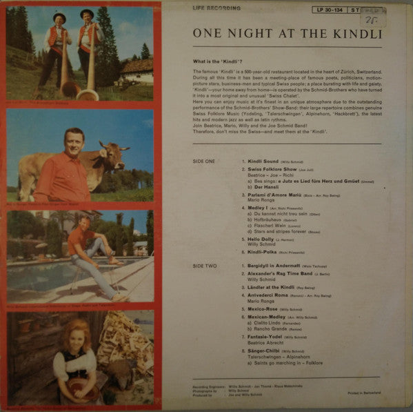 Bea Abrecht, Mario Ronga, Willy Schmid And Joe Schmid Und Sein Orchester : One Night At The Kindli (LP, Album)