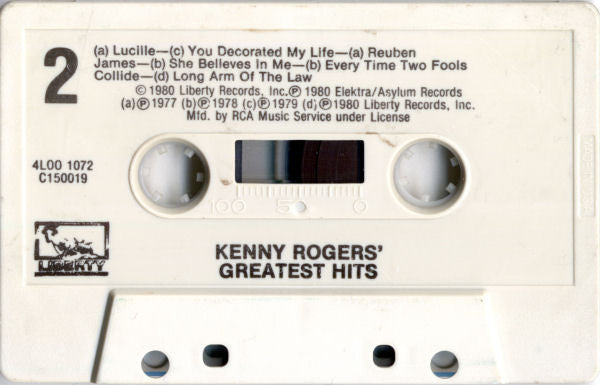 Kenny Rogers : Kenny Rogers' Greatest Hits (Cass, Comp, Club)