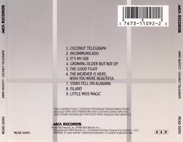 Jimmy Buffett : Coconut Telegraph (CD, Album, RE, UNI)