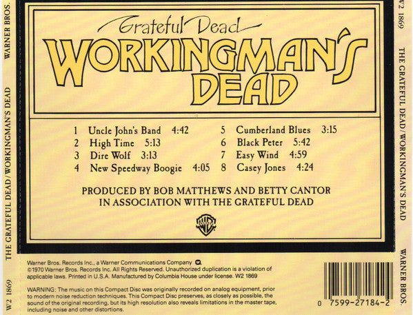 The Grateful Dead : Workingman's Dead (CD, Album, Club, RE)