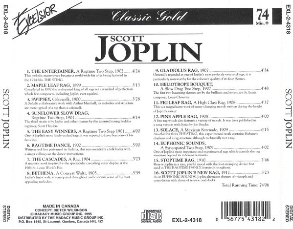 Scott Joplin : Maple Leaf Rag · The Entertainer · Ragtime Dance (CD, Album)