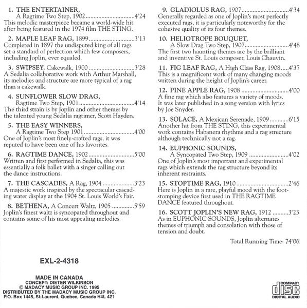 Scott Joplin : Maple Leaf Rag · The Entertainer · Ragtime Dance (CD, Album)
