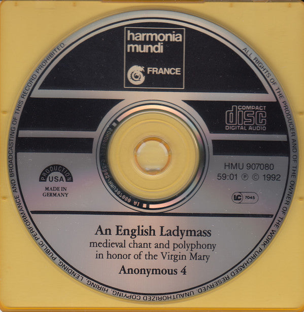 Anonymous 4 : An English Ladymass (Medieval Chant And Polyphony) (CD)