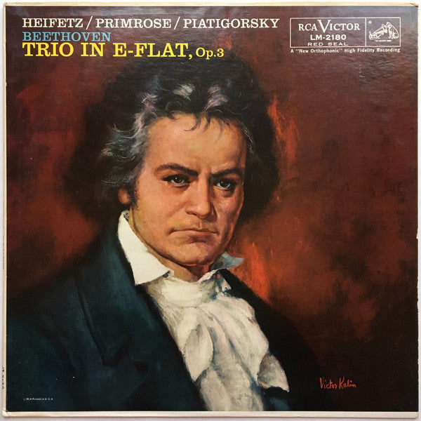 Ludwig van Beethoven, Jascha Heifetz, William Primrose, Gregor Piatigorsky : Trio In E-Flat, Op. 3 (LP, Album, Mono)
