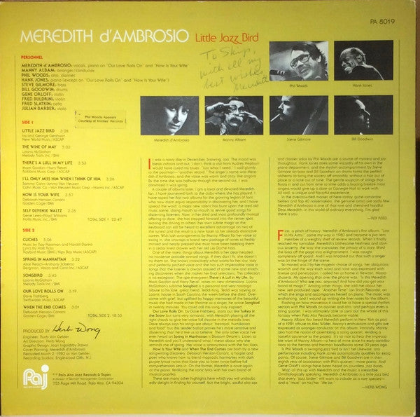 Meredith D'Ambrosio - Little Jazz Bird (LP) (VG+) - Endless Media