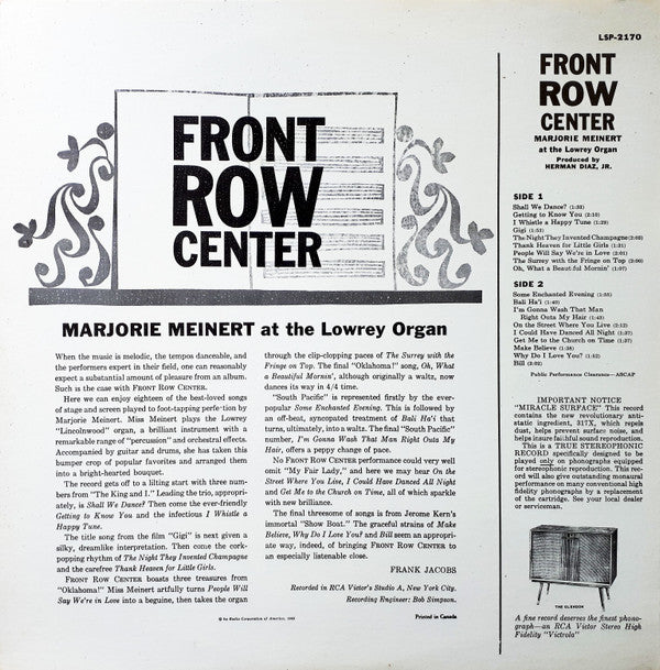 Marjorie Meinert : Front Row Center (LP)