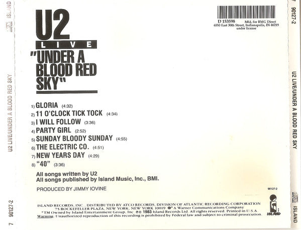 U2 : Live "Under A Blood Red Sky" (CD, MiniAlbum, Club, RE, RP, BMG)