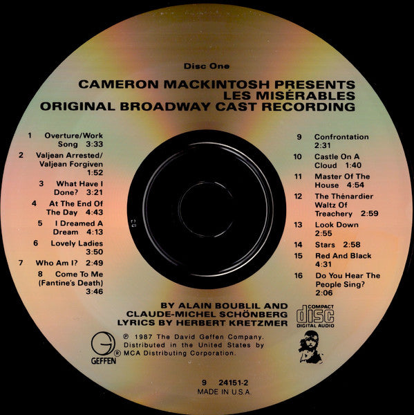 Cameron Mackintosh Presents Alain Boublil And Claude-Michel Schönberg : Les Misérables (Original Broadway Cast Recording) (2xCD, Album, RE)