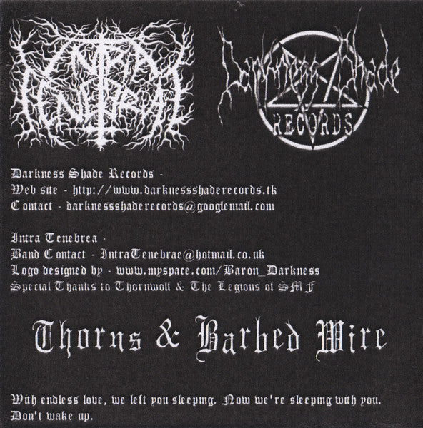 Intra Tenebrae : Thorns & Barbed Wire (CDr, Album, Num, Promo, Unofficial)