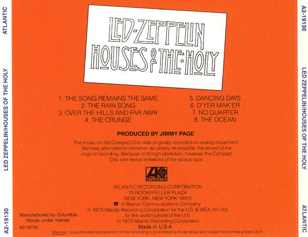 Led Zeppelin : Houses Of The Holy (CD, Album, Club, RE, SRC)
