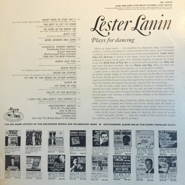 Lester Lanin : Lester Lanin Plays for dancing (LP, Album)