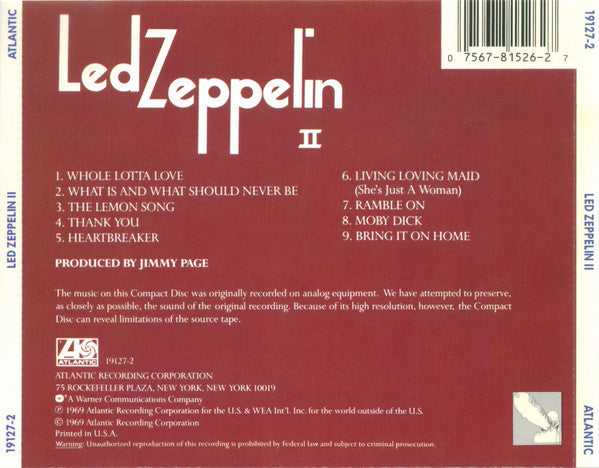 Led Zeppelin : Led Zeppelin II (CD, Album, RE, SRC)