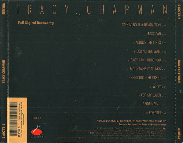 Tracy Chapman : Tracy Chapman (CD, Album, Club, RE, RP, BMG)