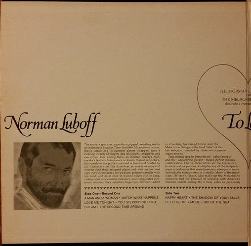 Norman Luboff Choir And The Melachrino Strings : To Love! (2xLP, Comp, Club, Cap)