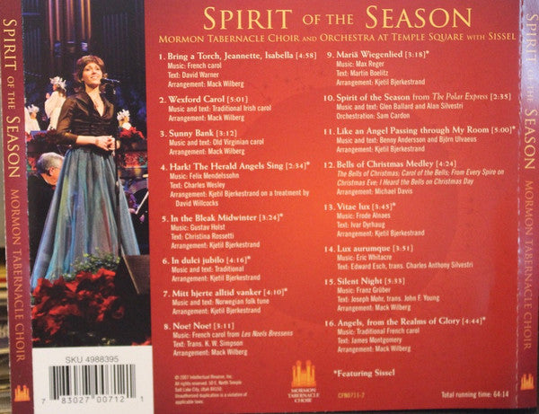 Mormon Tabernacle Choir, Sissel : Spirit Of The Season: Mormon Tabernacle Choir And Orchestra At Temple Square With Sissel (CD, Album)