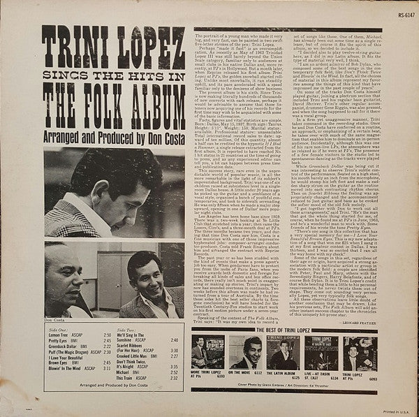 Trini Lopez : The Folk Album (LP, Album, Pit)