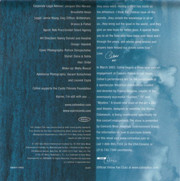 Céline Dion : A New Day Has Come (CD, Album, Pit)