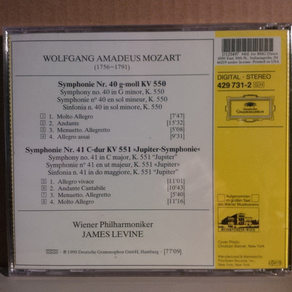 Wolfgang Amadeus Mozart – Wiener Philharmoniker • James Levine (2) : Symphonien Nos. 40 • 41 »Jupiter« (CD, Album, Club)