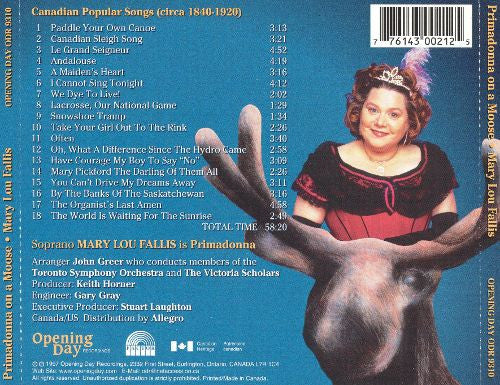Mary Lou Fallis : Primadonna On A Moose (CD, Album)