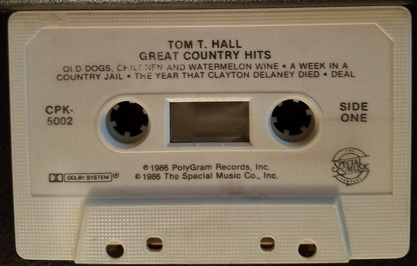 Tom T. Hall : Great Country Hits! (Cass, Comp)