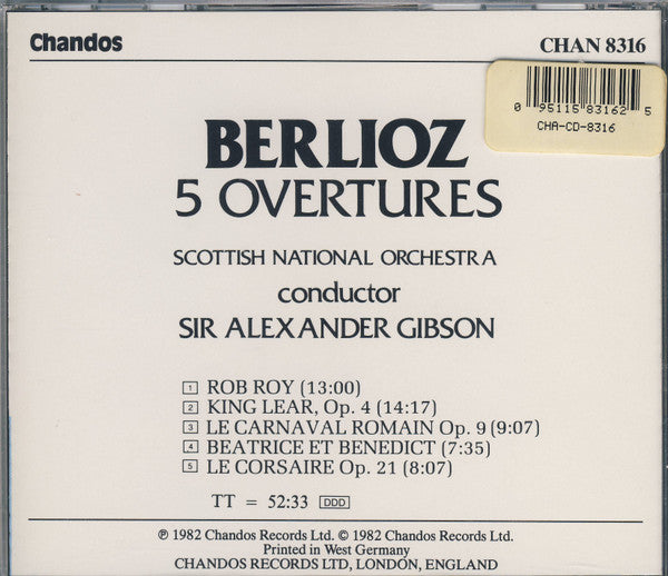 Hector Berlioz, Royal Scottish National Orchestra, Alexander Gibson : 5 Overtures (CD, Album)